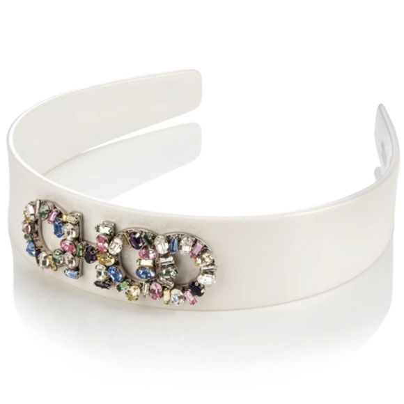 Jimmy Choo NEW New in box acrylic white headband with rhinestones - Picture 1 of 1